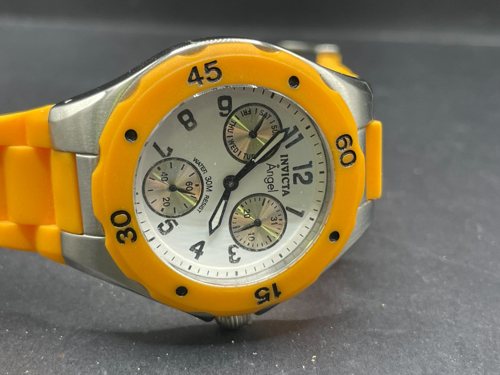 Invicta Angel Women's Quartz Watch 0696 Stainless Steel Orange Polyurethane Band